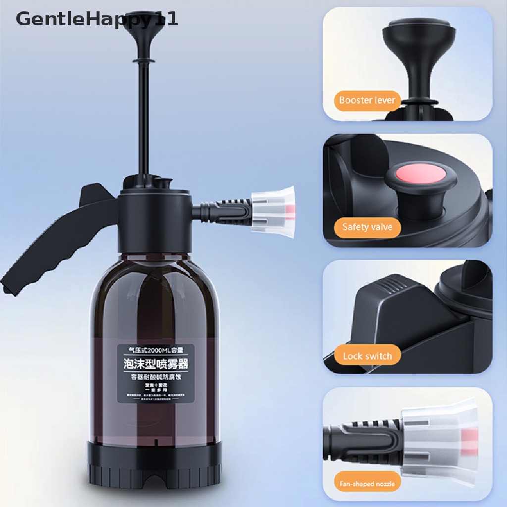 Gentlehappy 2L Alat Cuci Mobil Genggam Busa Watering Can Dengan Kunci Saklar Tekanan Udara er id