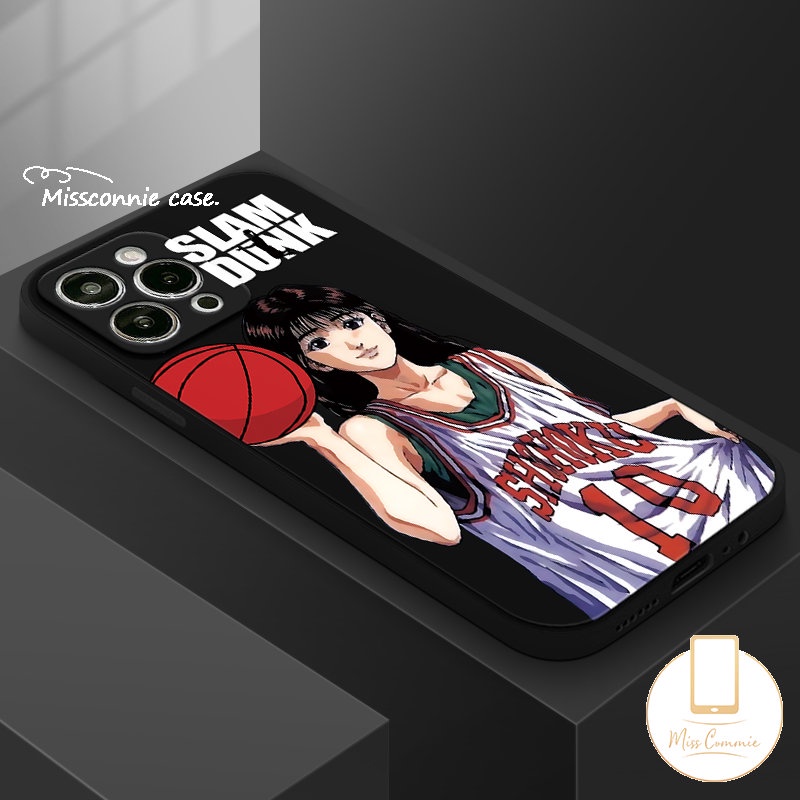 IPHONE Cute Couple Sakuragi Hanamichi Haruko Akagi Phone Case Kompatibel Untuk Iphone7 6S 86 Plus XR 11 14 13 12 Pro Max X XS Max SE 2020 Kartun Anime Slam Dunk Tepi Lurus Soft Cover