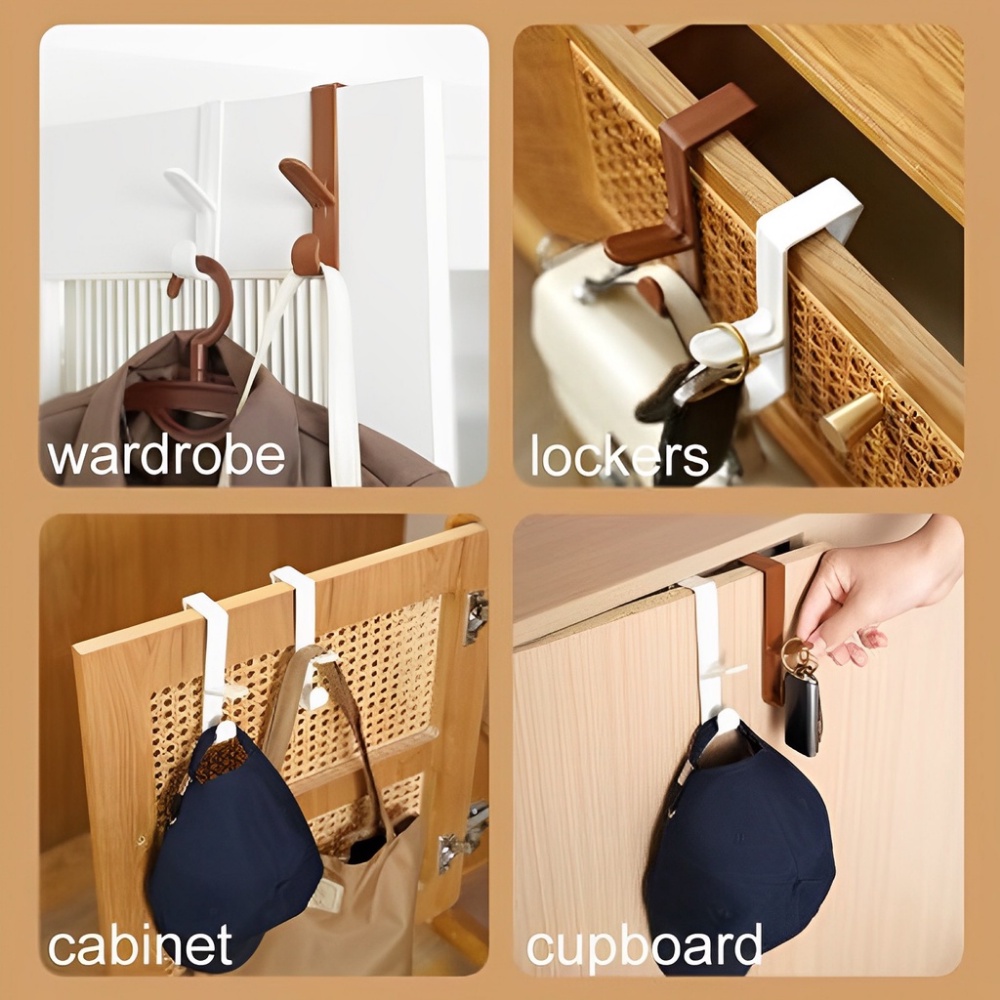 1pc Over the Door Hook Plastik Kokoh Gantungan Ganda Lemari Kabinet Lemari Rak Multifungsi Door Back Hooks Untuk Gantung Baju Handuk Kunci Organizer Rumah Hemat Tempat