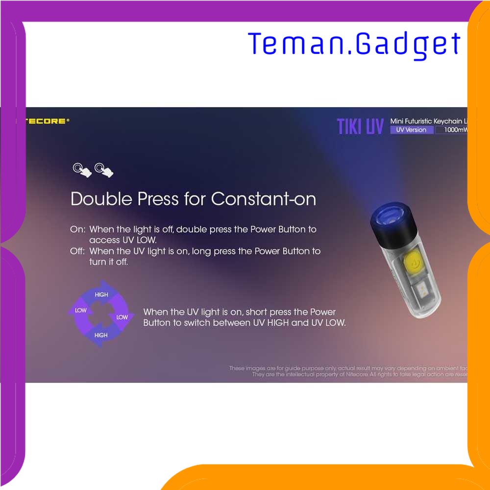 TG - LMP NITECORE Senter Mini UV Flashlight LED IP66 130mAh 365nm 1000mW - TIKI UV