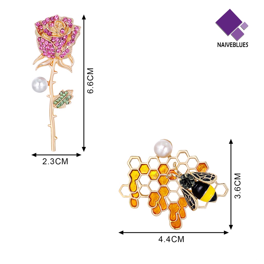 &lt; Naiveblues &gt; Kerah Lencana Multi-Warna Aksesoris Pakaian Bros Berlian Imitasi Kartun Elegan Untuk