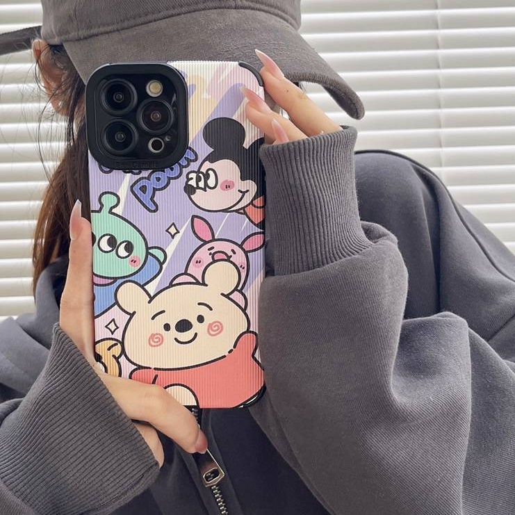 So Cute Toy Story Winnie Bear Alien Mickey Leather Soft Case iP iPhone 7 8 Plus SE 2020 X XR XS Max 11 12 13 14 Pro Max 14 Plus Camera Protect Cartoon Anime Disney CASE