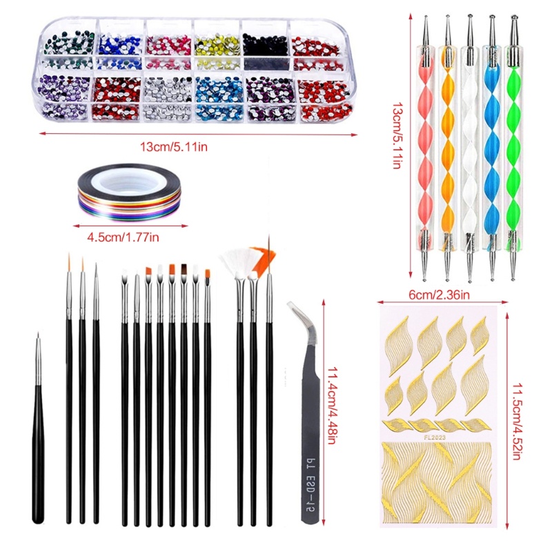 Siy Kuas Nail Art Kit 3D Nail Art Dekorasi Kit Dengan Nail Dotting Tools Nail Art Rhinestones Nail Art Striping Tape