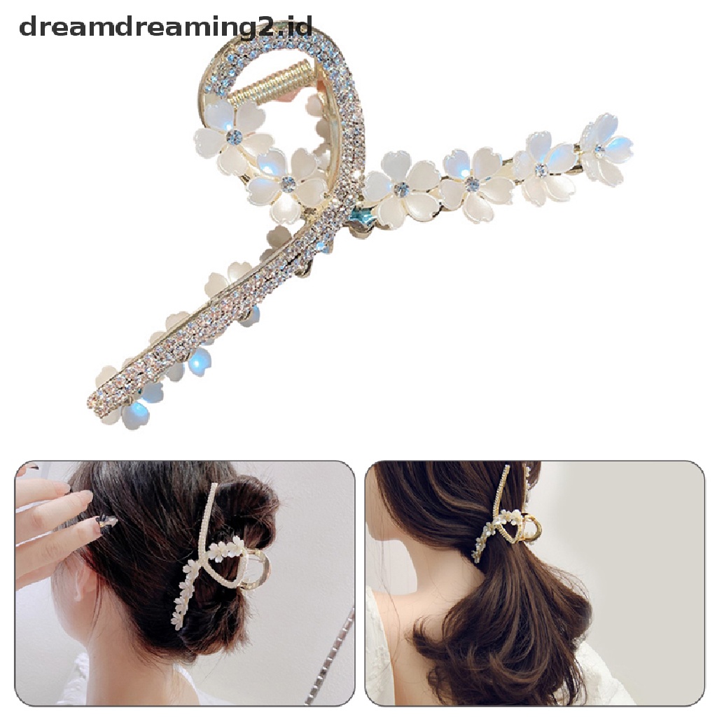 (dream) Korea Murni Buatan Tangan Mutiara Bunga Jepit Rambut Menggenggam Klip Belakang Kepala Rambut Menggenggam Klip Aksesoris Rambut Perempuan Hiu Klip//