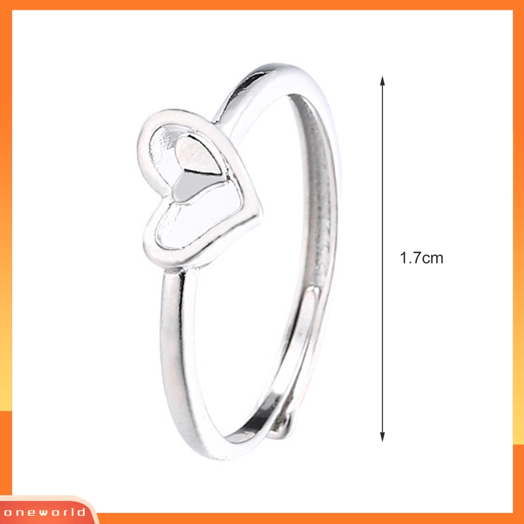 [EONE] Wanita Cincin Berongga Keluar Perhiasan Hati Ganda Gaya Korea Cut-out Finger Ring Untuk Pesta Perjamuan Prom