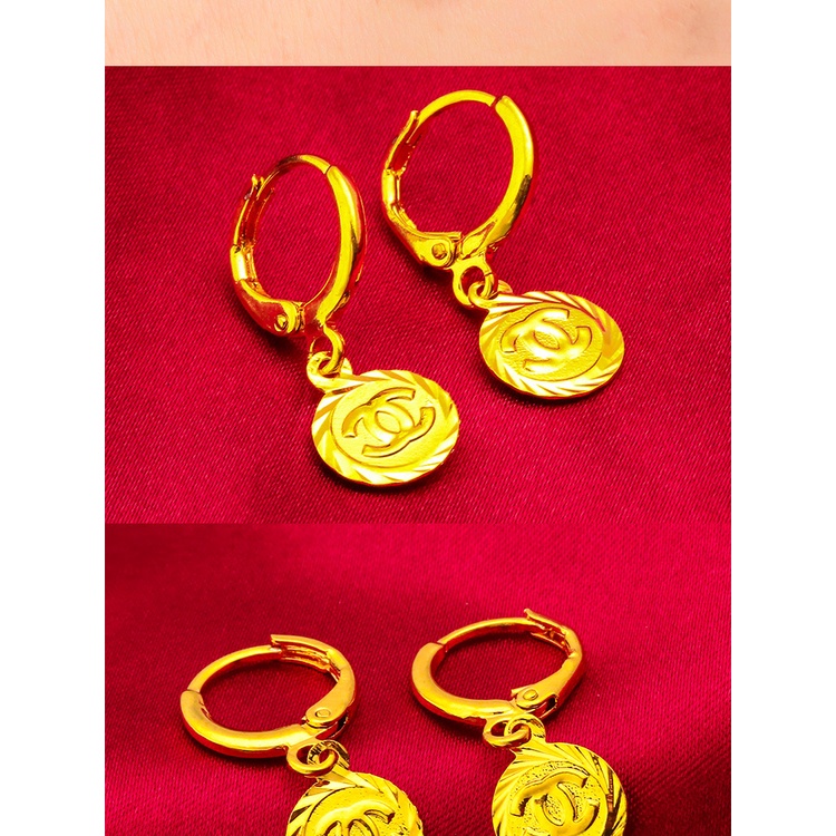 Goldkingdom Perhiasan Fashion 24K Bangkok Aksesoris Ready Stock Wanita Safety Clasp Anting Wanita Model Baru