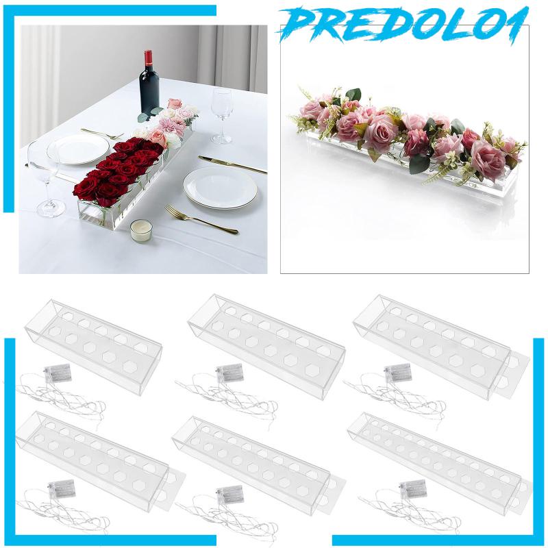 [Predolo1] Vas Bunga Akrilik Bentuk Persegi Panjang Floral Centerpiece Untuk Hadiah Ruang Tamu Rumah