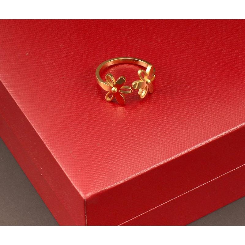 GROSIR Cincin 2 BUNGA  titanium stainless steel 316L import berkualitas bisa bayar ditempat COD