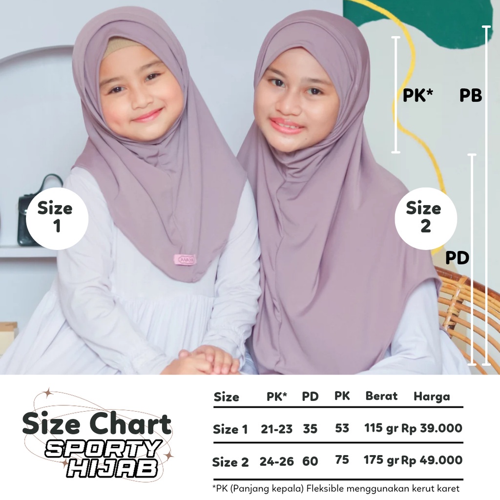 ANAYA - HIJAB SPORTY olahraga lubang masker ANAK MOM