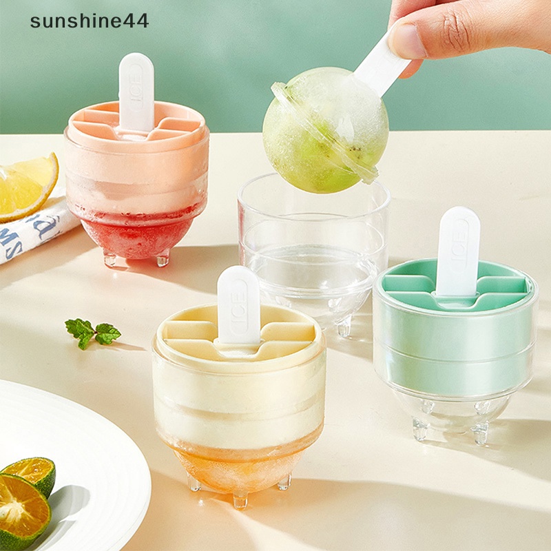 Sunshine Ice Cream Pops Cetakan Plastik Ice Cream Ball Maker Popsicles Cetakan Alat Dapur ID