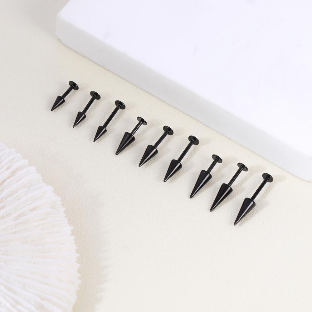 1pc6 /8/10MM Punk Panjang Spike Stainless Steel Labret Piercing Demon Elf Stud Earrings Cone Lip Stud Cartilage Conch Piercings