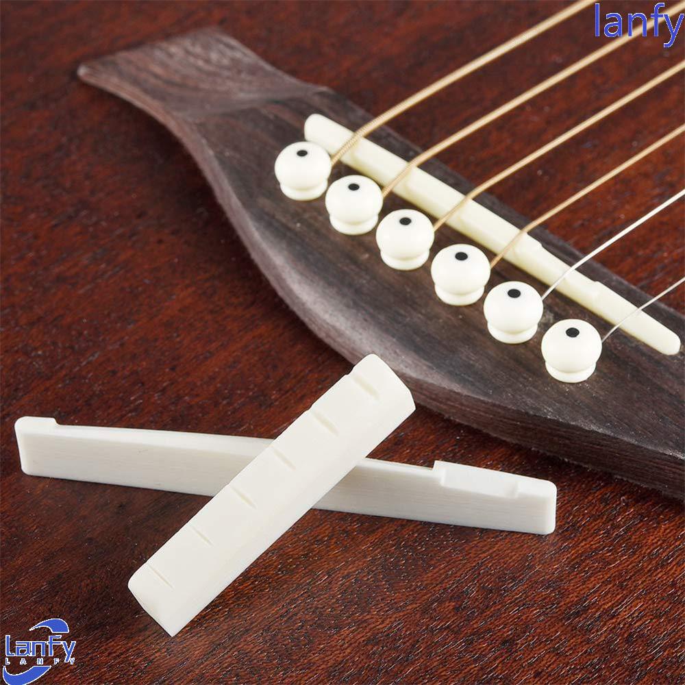 Lanfy Guitar Bridge 1set Aksesoris Gitar Putih Instrumen Senar Musik Bagian Gitar Sadel Dan Mur