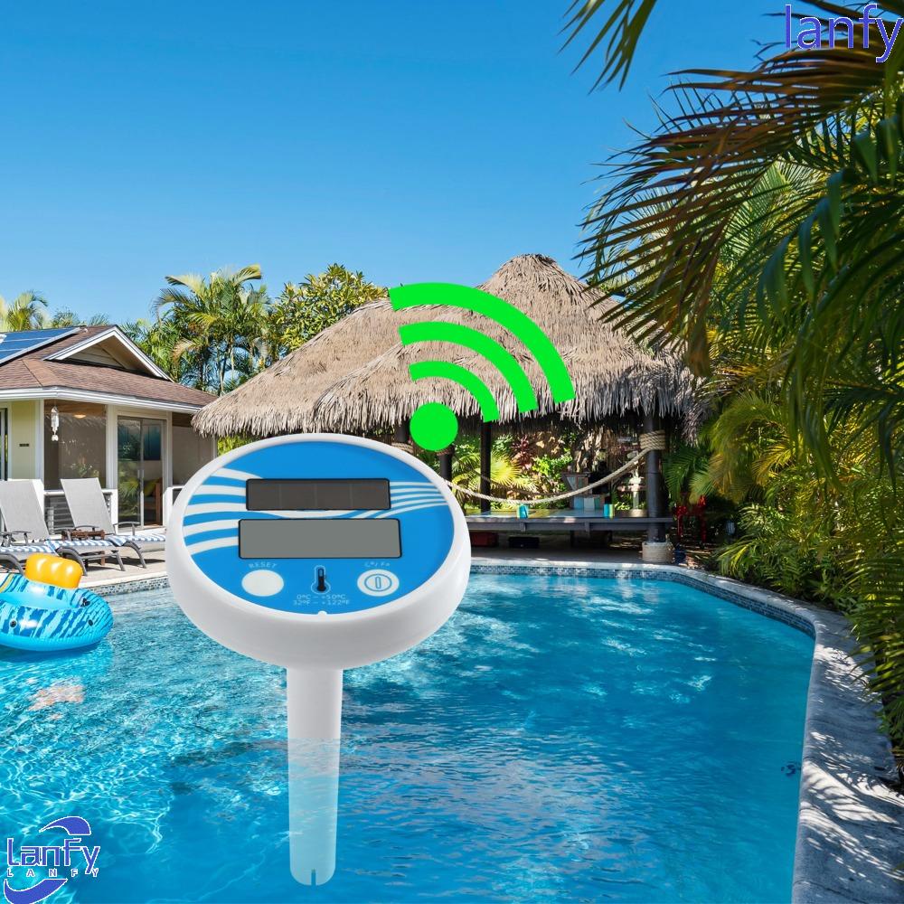 Lanfy Floating Thermomete LCD Display Bak Air Panas Kolam Pengukur Suhu Sensor Suhu Pengukur Meter Mandi Kolam Renang Thermomete