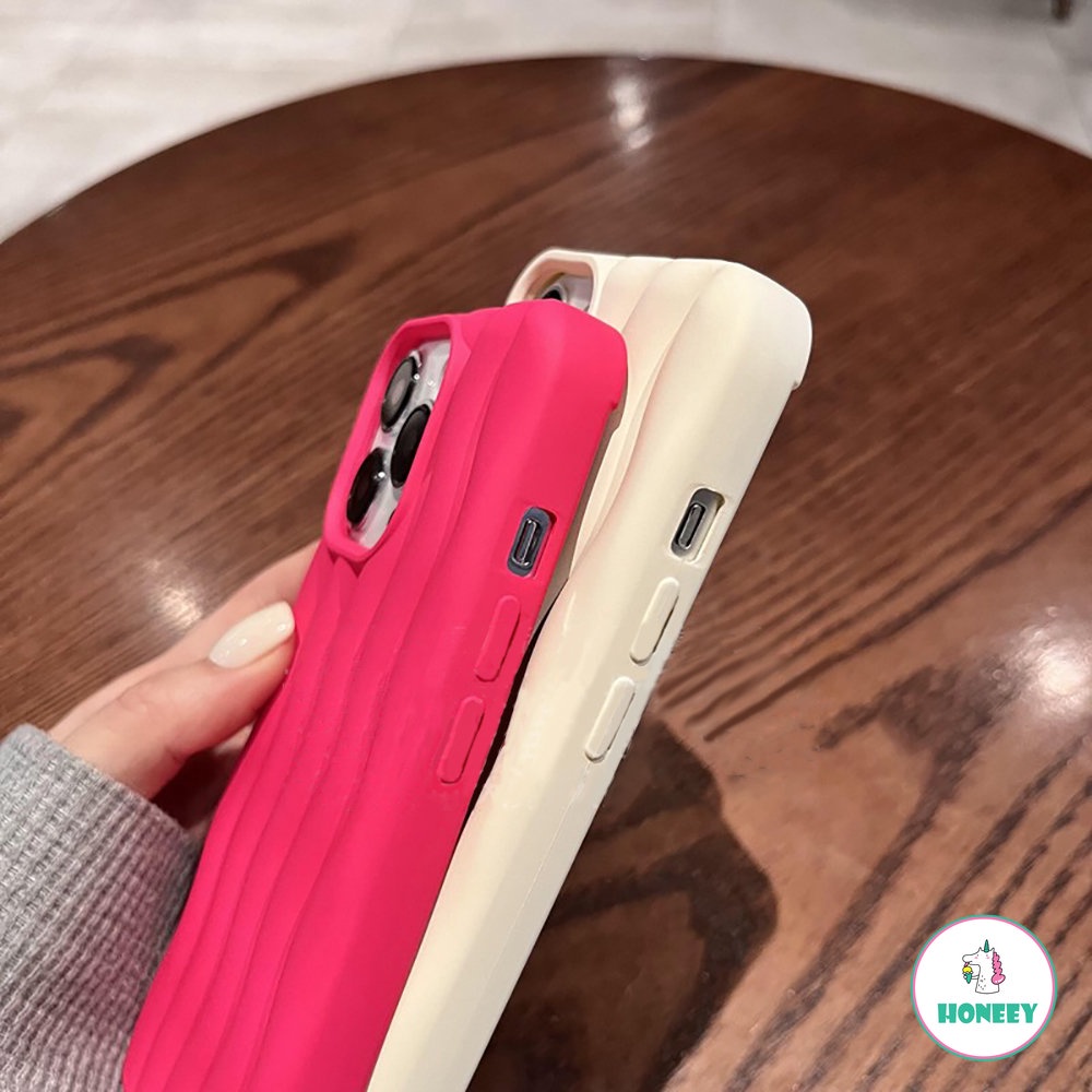 IPHONE Casing Ponsel Kompatibel Untuk Iphone14 13 12 11 Pro Max 12pro Motif Riak Air Glossy Warna Solid Lembut Shockproof Back Cover