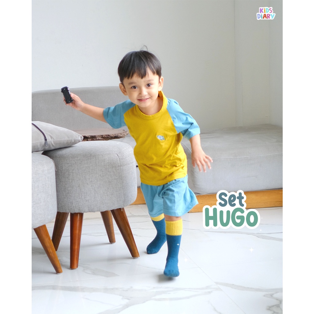 Setelan Anak Laki Laki Kaos Bordir Set Hugo 1-10 Tahun