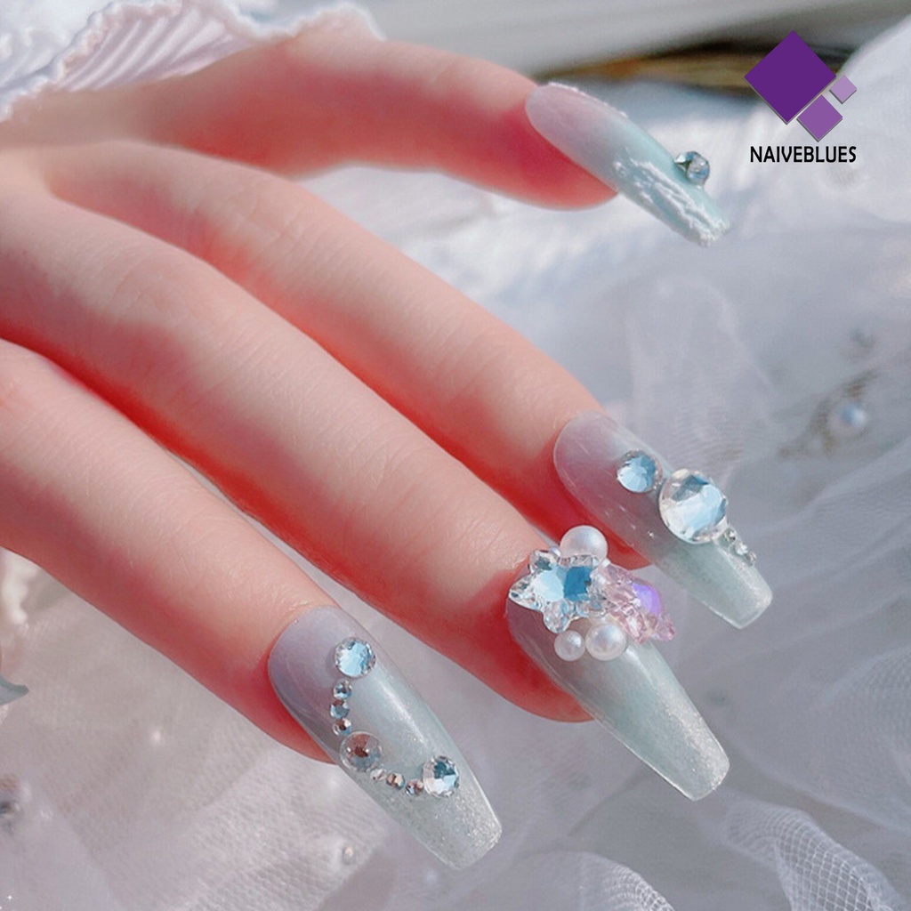 [naiveblues] 10pcs Berlian Imitasi Kuku Warna-Warni Mengkilap Kristal Imitasi Tiga Dimensi DIY Hadiah Sea Nail Art