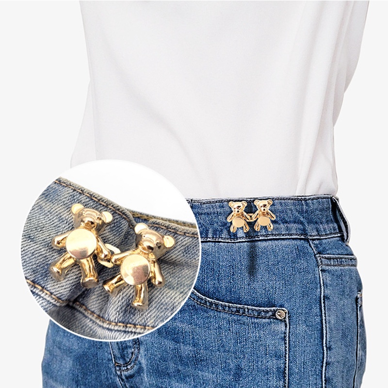 [Harga Grosir] Button Pins No Sew Detachable Waist Body Fit Mengencangkan Gesper Bros Gesper Aksesoris Pakaian 2Pcs Jeans Metal Waist Button Adjustable Waist Clip Metal Pins