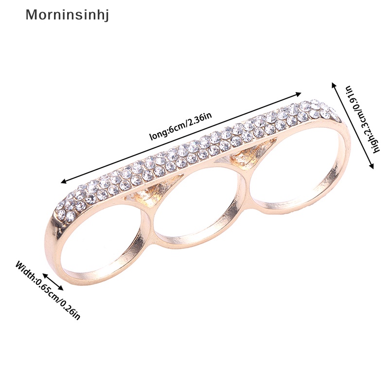 Mornin Fashion Tiga Jari Knuckle Duster Ring Minimalis Stainless Steel Bar Ring Perhiasan Hadiah id