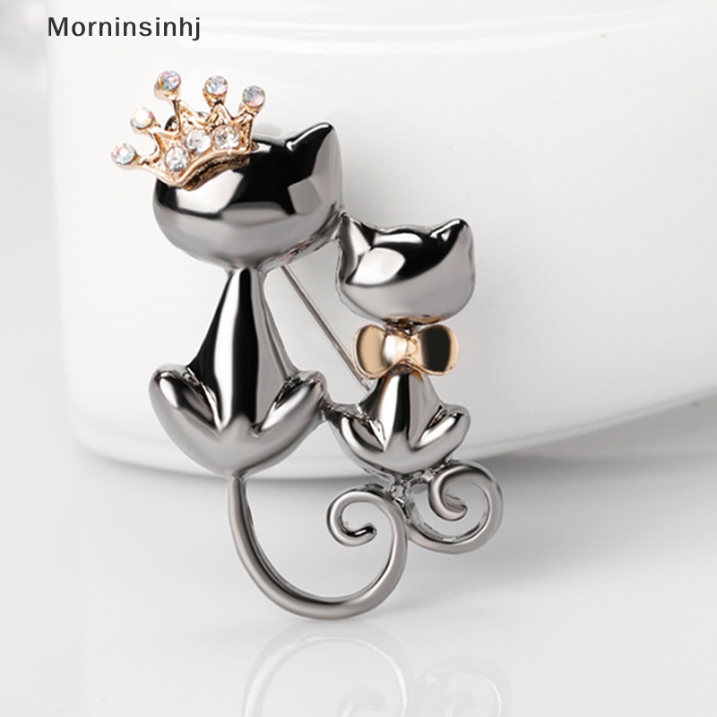 Mornin Pin Bros Hewan Kucing Lucu Untuk Wanita Perhiasan Hadiah Lady Hadiah Elegan Breast Pin Fashion Jewelry id