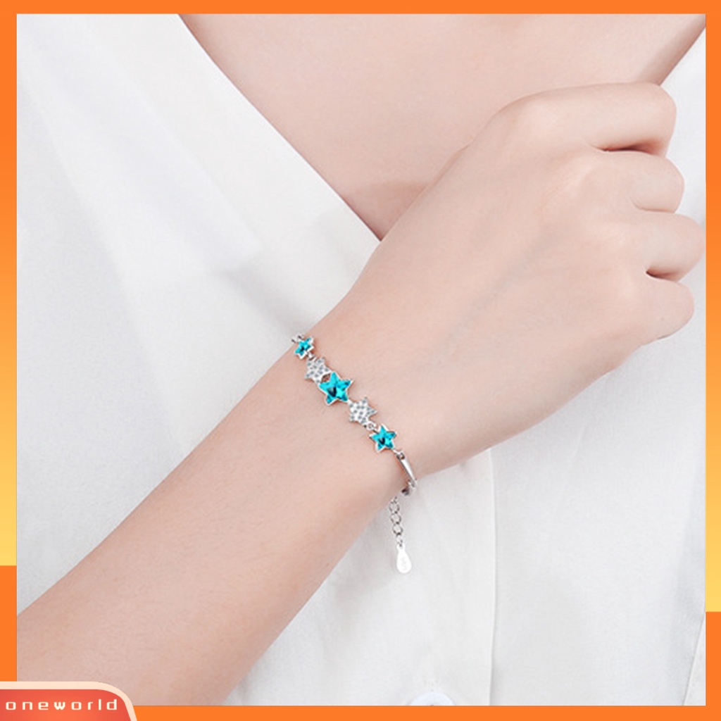 [EONE] Gelang Tangan Wanita Kristal Imitasi Berlian Imitasi Bentuk Bintang Lady Bracelet Halus Untuk Hadiah