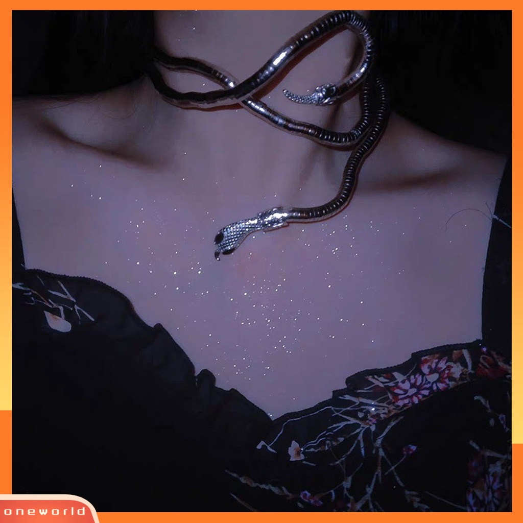 [EONE] Kalung Choker Gaya Barat Electroplating Adjustable Multi-Fungsi Pengerjaan Halus Berdandan Indah Punk Alloy Ular Choker Perhiasan Aksesori