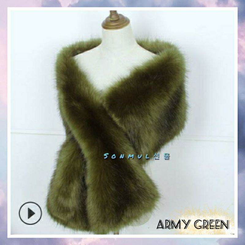 Woman Winter Sabrina Long Shawl Fake Fur / Syal Wanita Bulu Panjang Musim Dingin Gugur