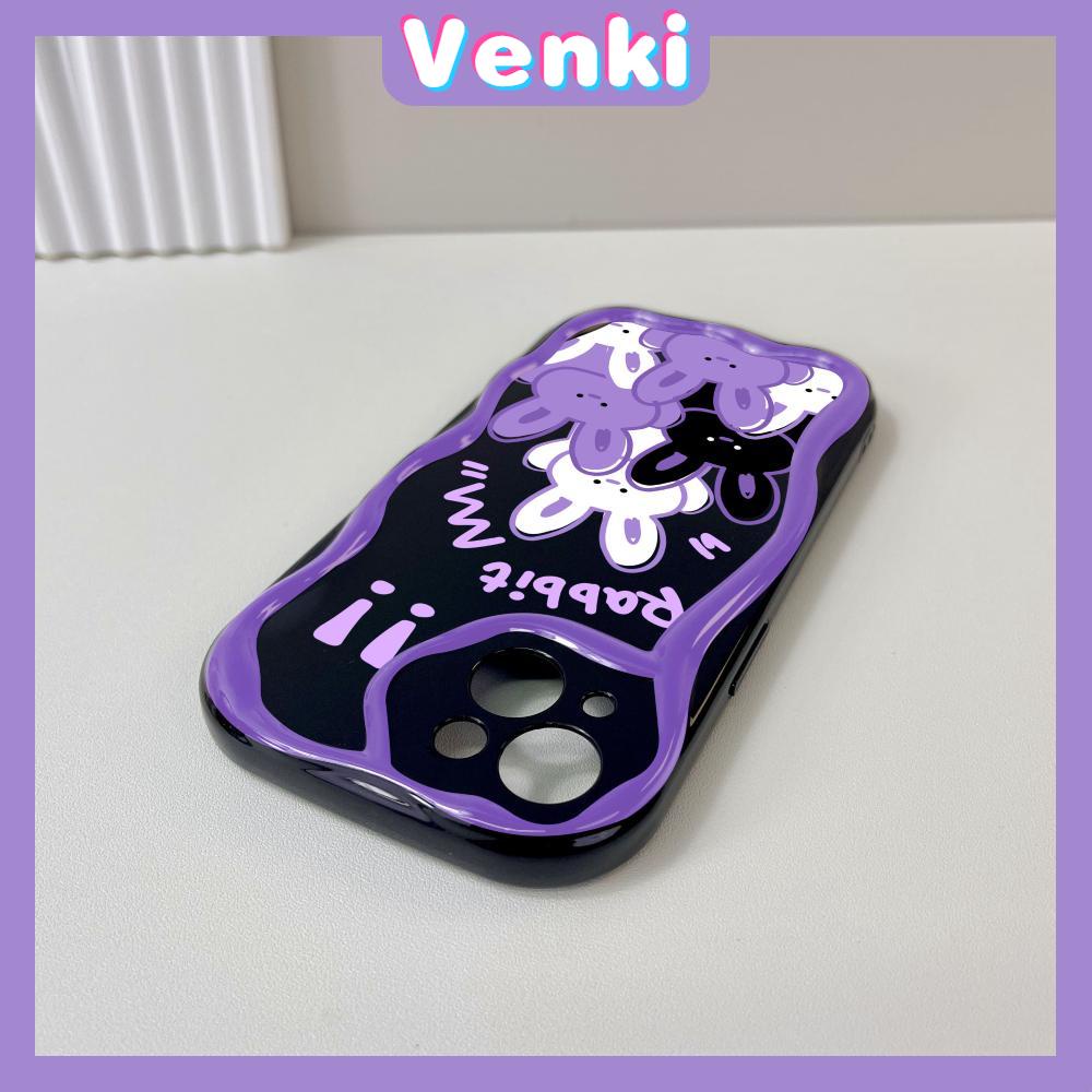 VENKI - For iPhone 11 iPhone Case 3D Curved Edge Wave Glossy Black TPU Airbag Shockproof Camera Cover Purple Bunny Compatible with iPhone 14 13 Pro max 12 Pro Max xr xs max 7Plus