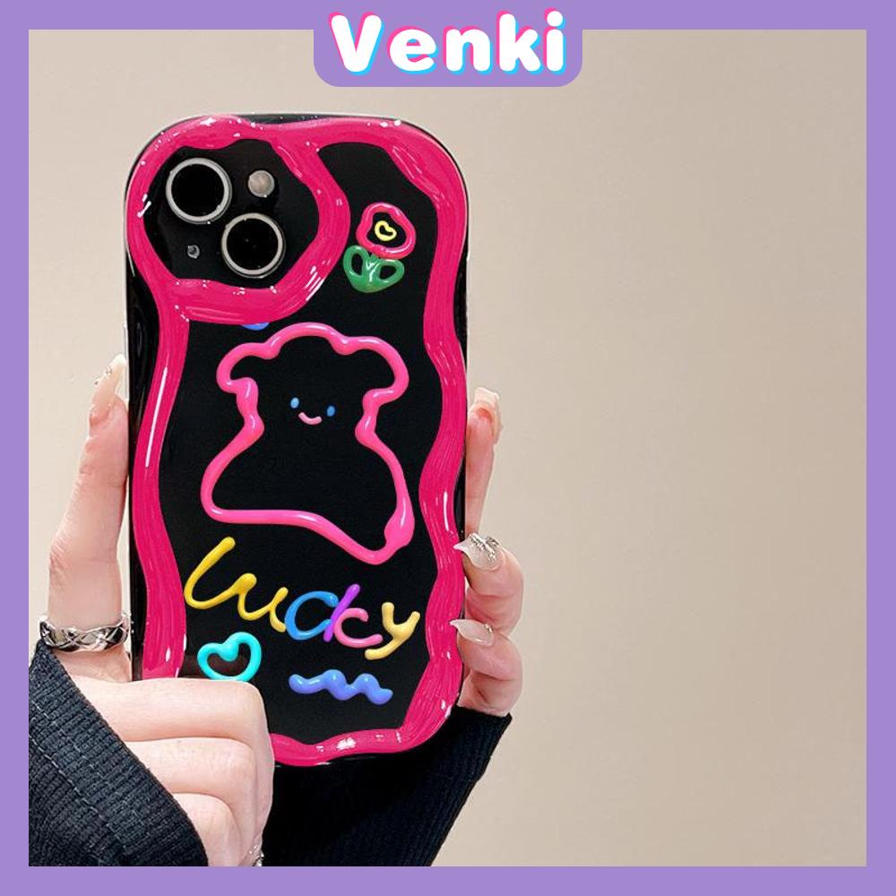 VENKI - For iPhone 11 iPhone Case 3D Curved Edge Wave Glossy Black TPU Airbag Shockproof Camera Cover Purple Bear Compatible with iPhone 14 13 Pro max 12 Pro Max xr xs max 7 8Plus