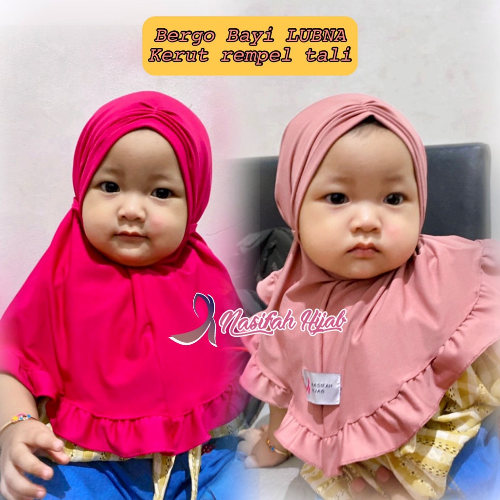 Nasifah Hijab2 -BAYI LUBNA Bergo  Kerut Rempel Tali kerudung anak jersey nonpet tali bawah rempel