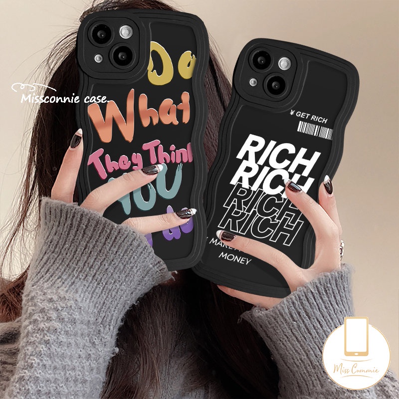 Simple INS Graffiti Letter Case Untuk Redmi Note11 9s 8 10s 9 11s 11 10 Pro POCO M3 X3 NFC Pro Redmi 10C 10A 9T A1 12C 9C 9A 9 10 A1+Mi 11T Pro Soft Tpu Wavy Edge Cover Belakang