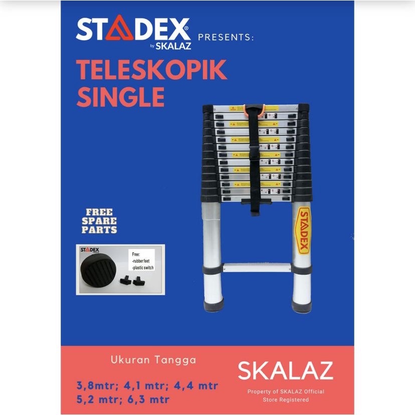 Tangga Teleskopik Single 3,8 mtr Merk STADEX by Skalaz