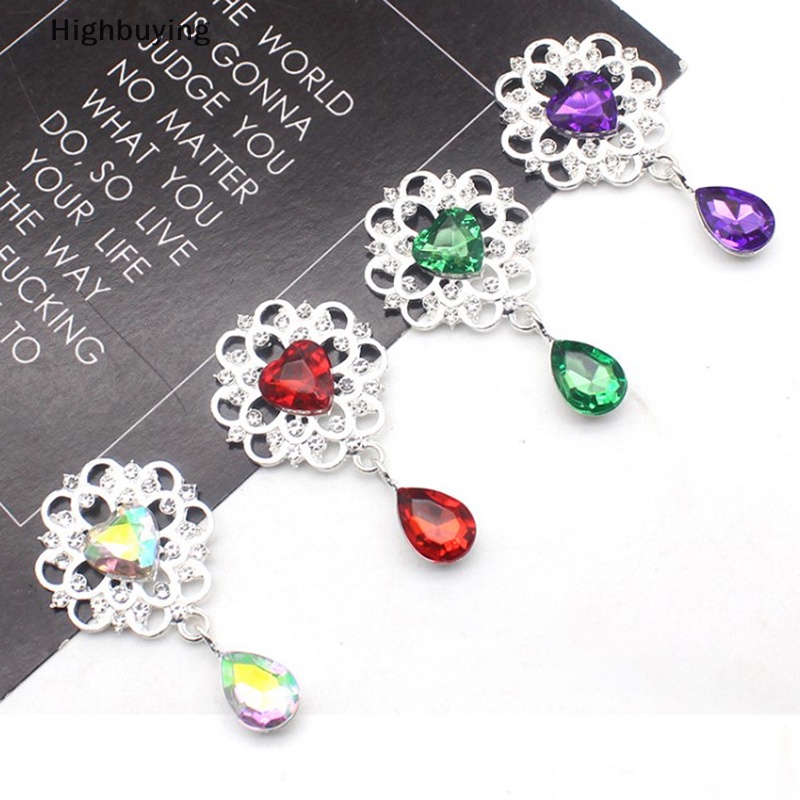 Hbid 52 * 28mm Liontin Hati Kancing Jahit Untuk Pakaian DIY Handmade Berlian Imitasi Untuk Aksesoris Rambut Kerja Glory