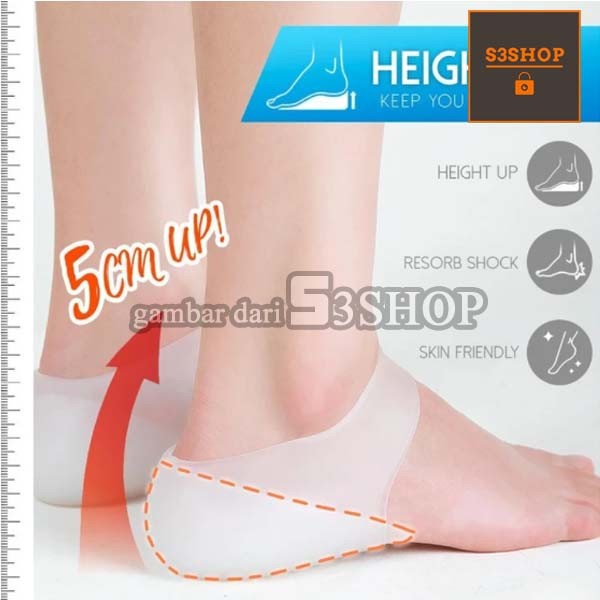 Insole Silicone Heel Peninggi Badan Sepontan Heightening Invisible Sol