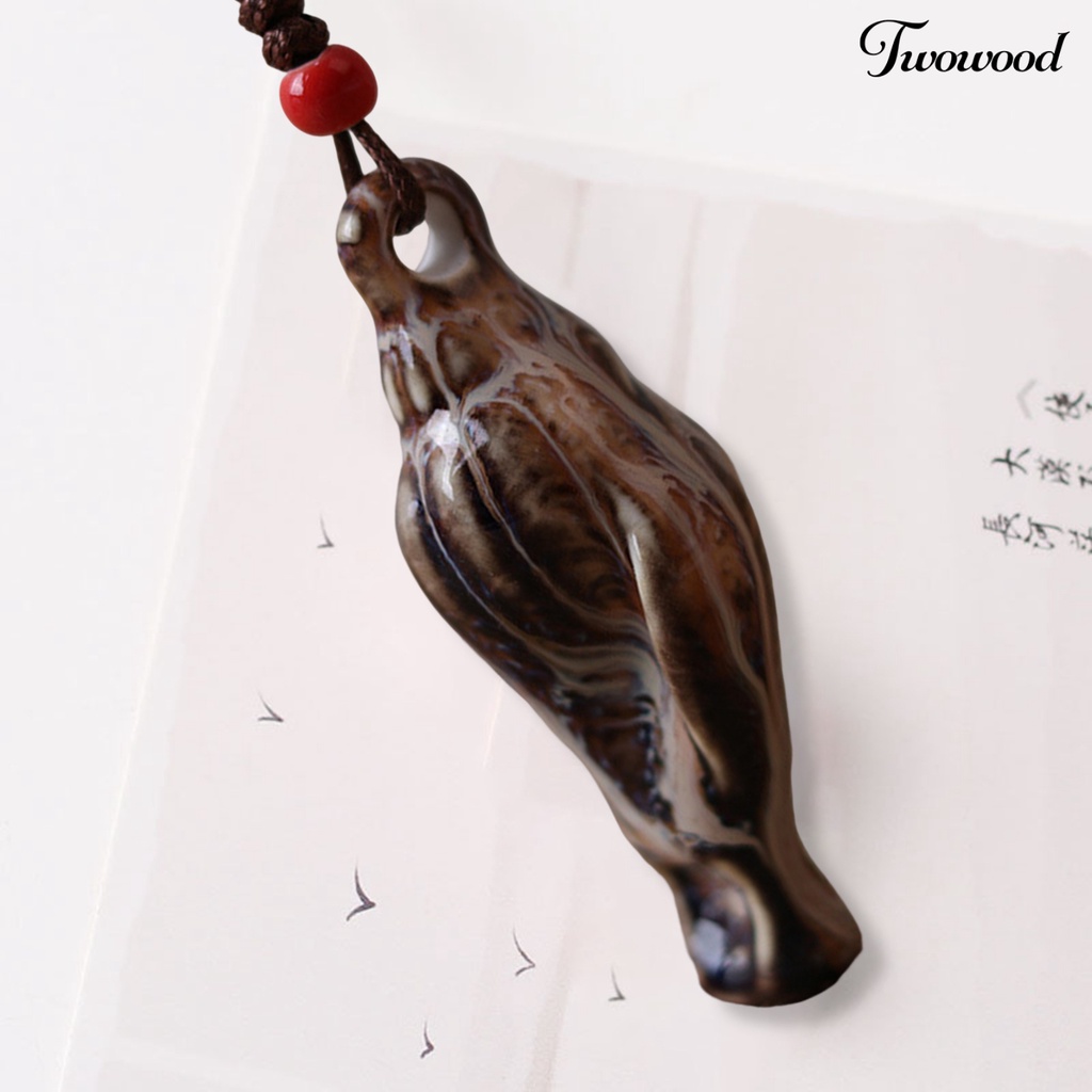 Twowood Pendant Kalung Pengerjaan Halus Keramik Kilau Terang Buatan Tangan Gaya Retro Leher Hiasan Aksesori Perhiasan Keramik Keong Peluit Kalung Panjang Untuk Kehidupan Sehari-Hari