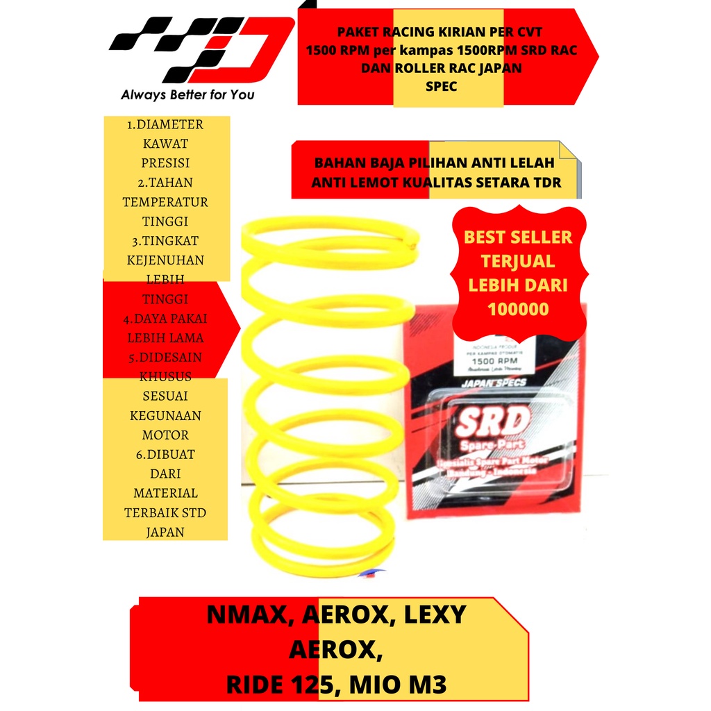 PER CVT RACING SRD MIO M3 NMAX MIO SOUL GT 125  AEROX 155 1500 RPM SRD RACING JAPAN SPEC