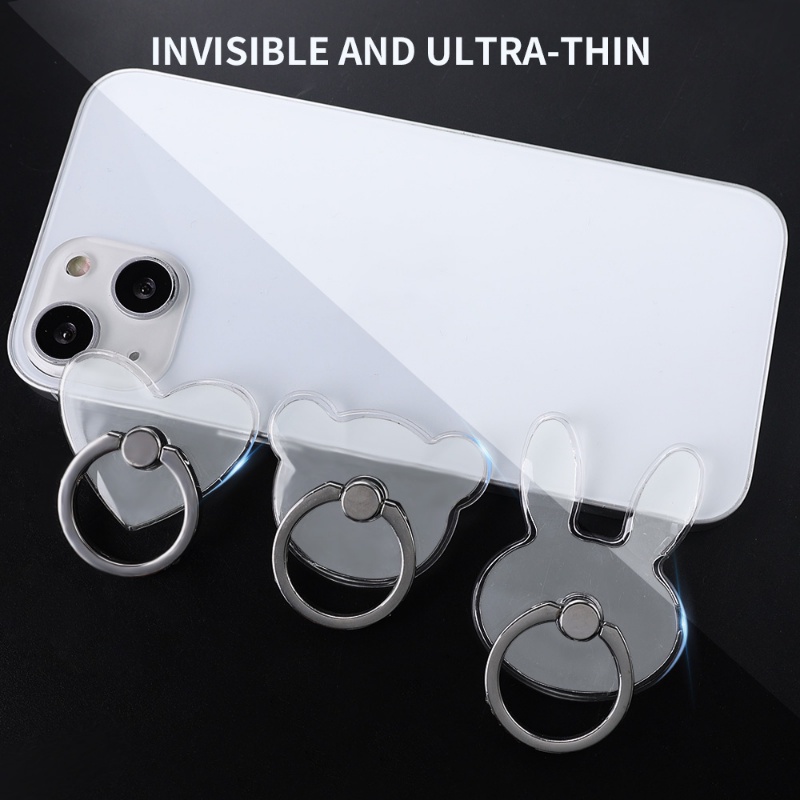 Berlian Modis Indah360° Rotasi Derajat Dudukan Cincin Jari Ponsel Transparan Universal Phone Holder Mount