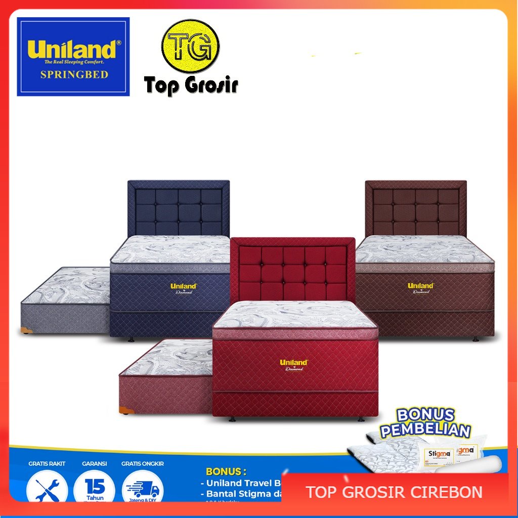 Uniland Springbed 2 in 1 Diamond Plushtop 120 X 200 - Kasur Spring Bed Sorong 2in1 UNILAND CIREBON