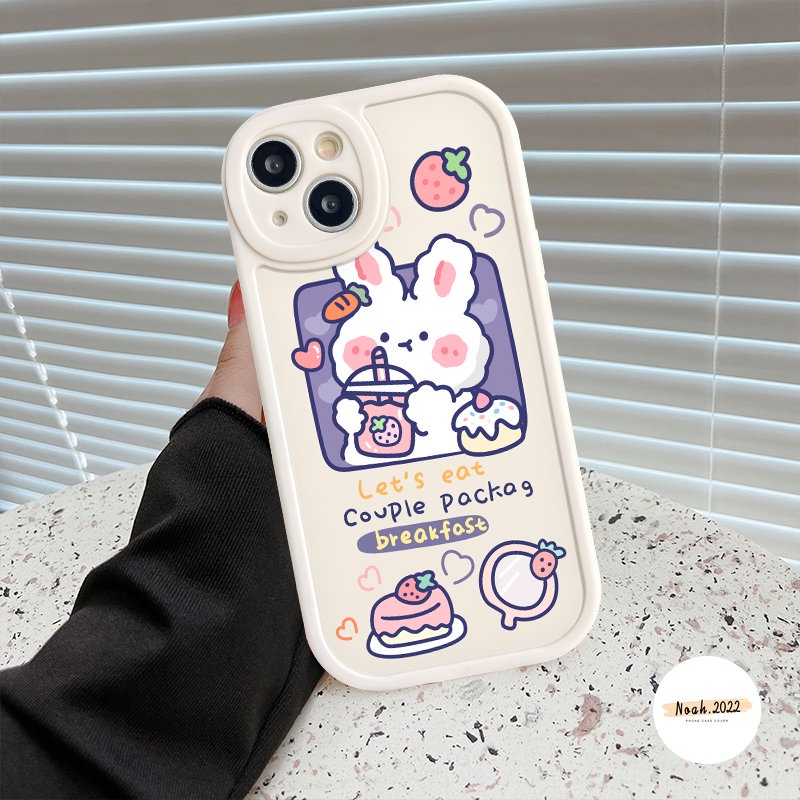 Case Pasangan Untuk Realme C55 C25 C35 C25s C15 C12 C25Y C30 C17 C20 C31 10 5 9i 8Pro 6 8i C20A 5 6i 8 5i 7i 7 C21 GT C3 C21Y C11 C17 Kartun Lucu Beruang Kelinci Teh Susu Soft Cover Kue