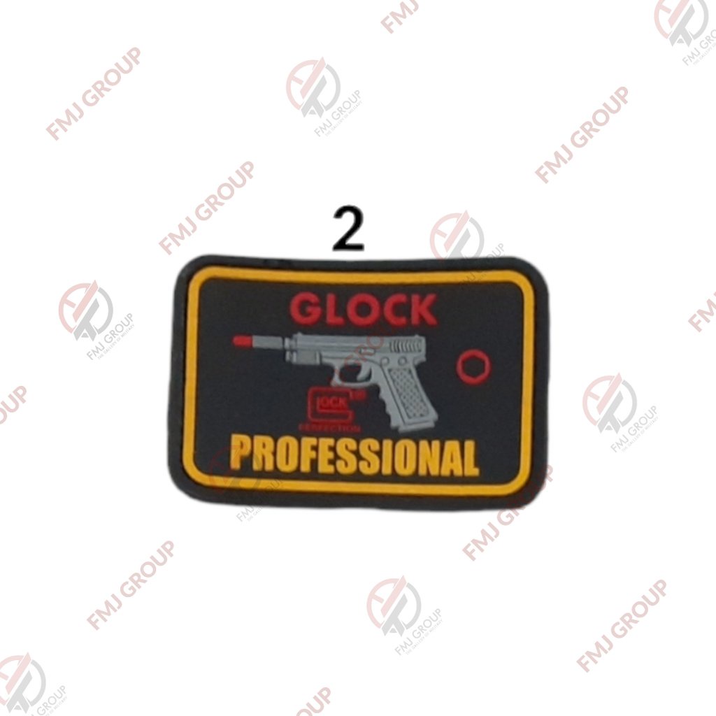 Emblem Patch Rubber Logo Glock, Glock Perfection, Glock Profesional Indonesian Army Velcro Perekat