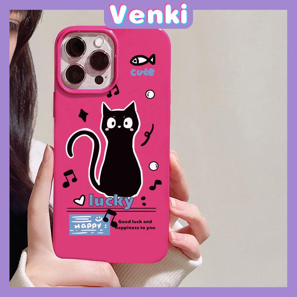 VENKI - For iPhone 11 iPhone Case Red Glossy TPU Soft Case Shockproof Protection Camera Cute Black Cat Compatible with iPhone 14 13 Pro max 12 Pro Max xr xs max 7Plus 8Plus