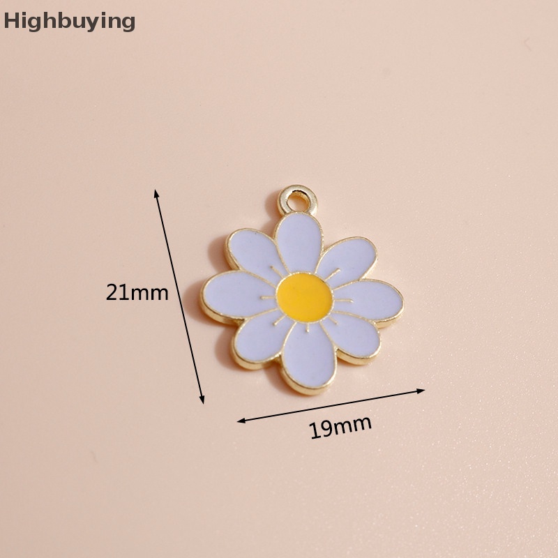 Hbid 10pcs Enamel Daisy Flower Ch Untuk Kalung Liontin Anting DIY Ch Glory