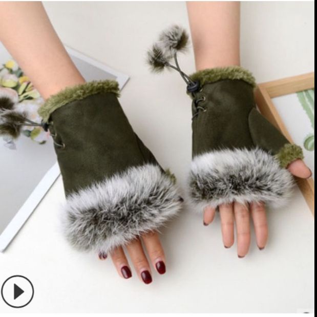 READY INDONESIA WINTER TRIM GLOVES HAND WARMER SUEDE &amp; FUR / Sarung Tangan Hangat Musim Dingin Bulu