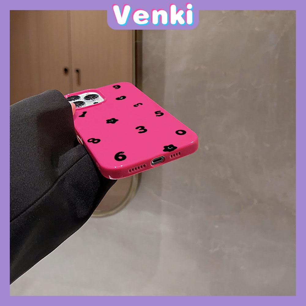 VENKI - For iPhone 11 iPhone Case Black Red Glossy TPU Soft Case Shockproof Protection Camera Pink Black Letters Compatible with iPhone 14 13 Pro max 12 Pro Max xr xs max 7 8Plus