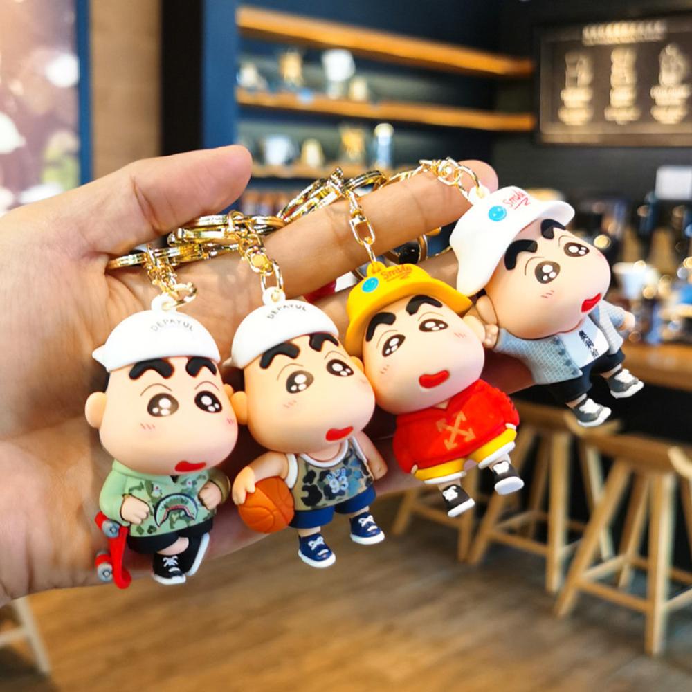 Timekey Lucu Kartun Anime Figurine Gantungan Kunci Wanita Pria Anime Pasangan Keyrings Handbags Charms Untuk Pesta Ulang Tahun Anak M2X4