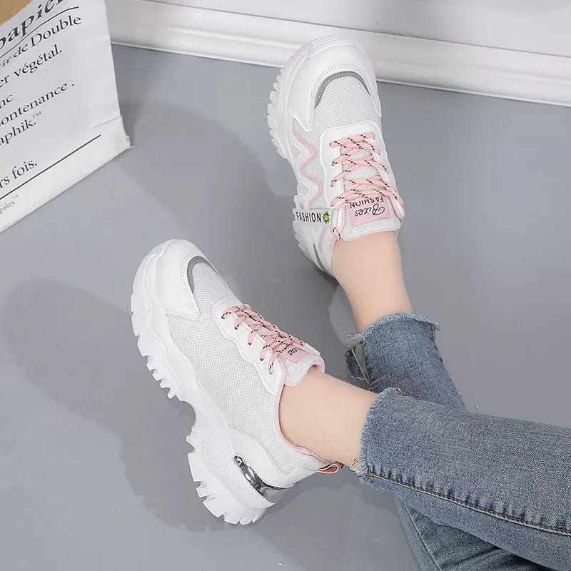 Sepatu Sneakers Fashion Sport Korea Wanita Dewasa/ Sepatu Kets Kasual tali Fashion Bunga Cewek Lucu/ Sepatu Wanita Polos Putih Hitam Pink Tosca/ Sepatu Sport Running Olahraga Wanita/ Sepatu Sekolah Pesta OOTD Kerja kuliah Murah Modis Flower Terbaru Lucu