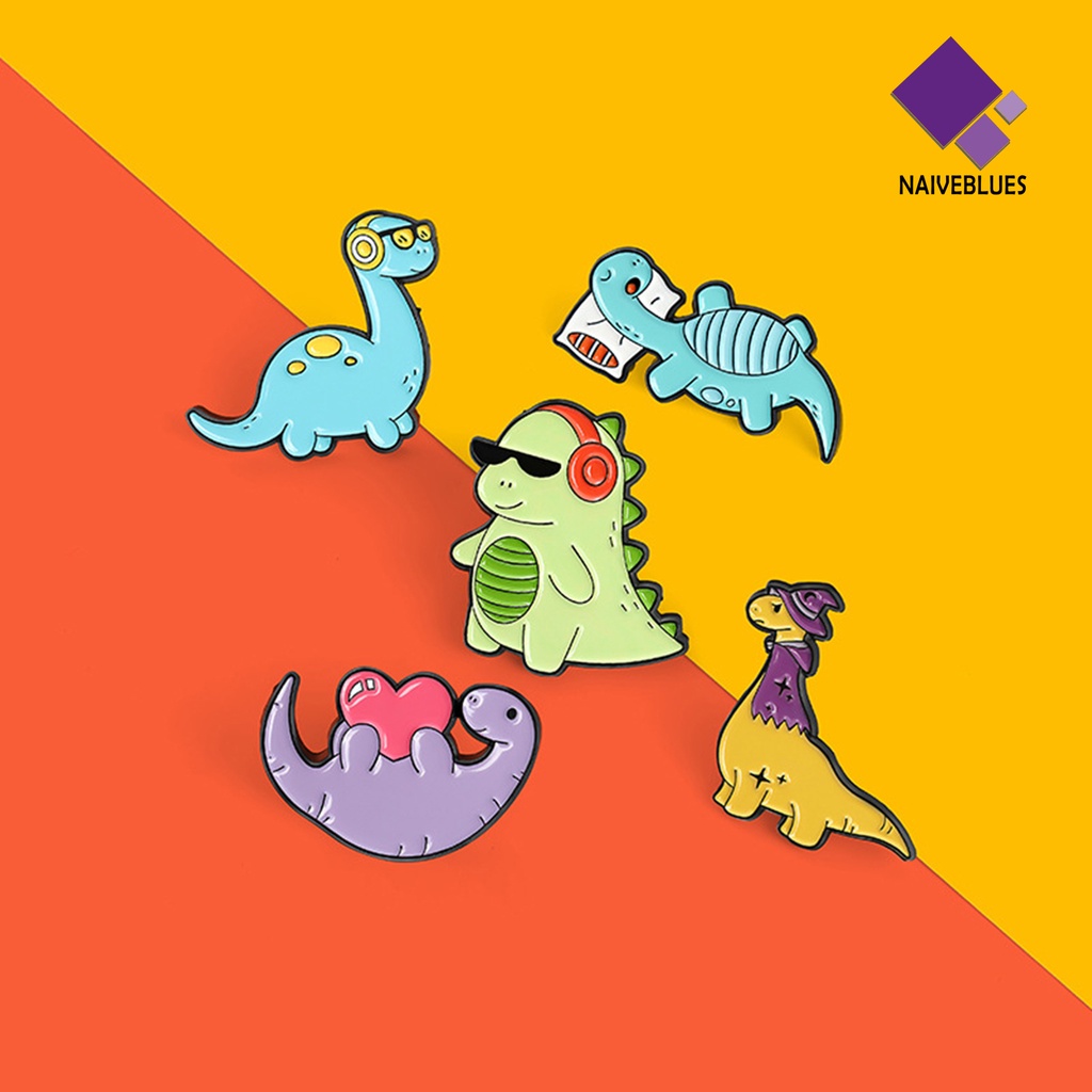 &lt; Naiveblues &gt; Bros Pin Warna-Warni Dinosaurus Dekorasi Pria Wanita Hewan Brooch Decor