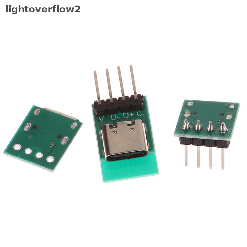 [lightoverflow2] 1pc Konektor PCB USB TYPE-C Ke Dip Papan Tes Pin Board Solder Female Dip Pin Header Adapter [ID]