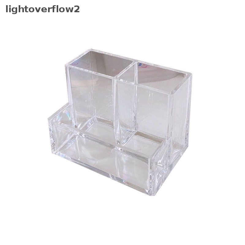 [lightoverflow2] Ins Style Transparan Akrilik Persegi Tiga Grid Pen Holder Rak Penyimpanan Kapasitas Besar Meja Rak Pensil Alat Tulis Kantor Sekolah [ID]