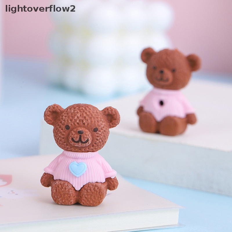 [lightoverflow2] 1pcs Cute Bears Eraser Creative Student Wrig Drawing Rubber Pencil Eraser Lucu Perlengkapan Sekolah Alat Tulis Hadiah Anak [ID]