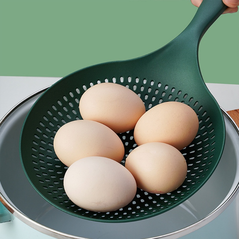 [Unggulan] Sendok Makanan Tahan Suhu Tinggi Gagang Panjang Sendok Colander Besar Mie Telur Sayur Buah Sendok Saluran Air Mudah Dibersihkan Alat Masak Dapur